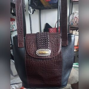 BRIGHTON Elegant Black and Brown Crossbody Bag